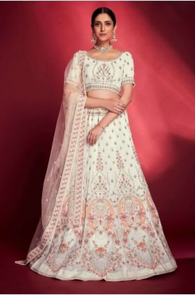 Lehenga Choli in White Georgette with Thread LC7161