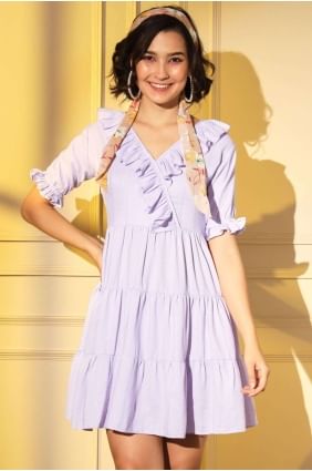 Indo Western Kurti in Purple Viscose with Plain KTI2155