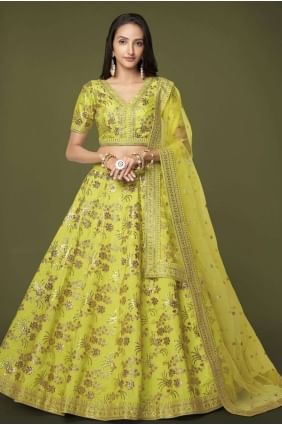 Neon  Embroidered Silk Wedding Lehenga Choli LC7178