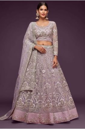 Wedding Lehenga Choli in Dusky orchid  Soft net with Embroidered LC7181
