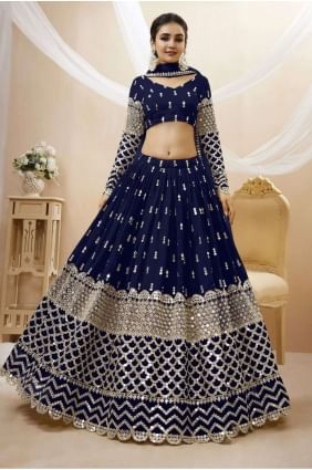 Navy blue Diwali Lehenga Choli in Georgette with Embroidered LCU7200