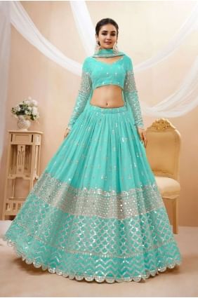 Diwali Lehenga Choli in Sky blue Georgette with Embroidered LC7202