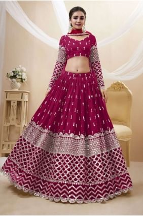 Hot pink Diwali Lehenga Choli in Georgette with Embroidered LC7203