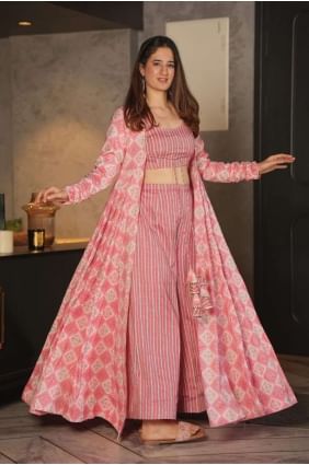 Barbie pink  Georgette Digital print Palazzo Suit with Dupatta PZ3713