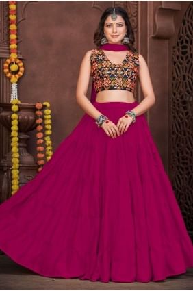 Pink Embroidered Banglori silk Navratri Lehenga Choli LC7215