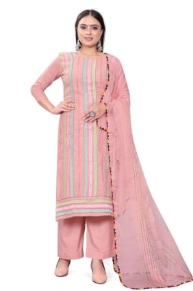 Chanderi Embroidered  pink Palazzo Suit with Dupatta PZ3722