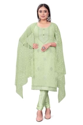 Pista  Salwar Kameez with Embroidered Chanderi SK153654