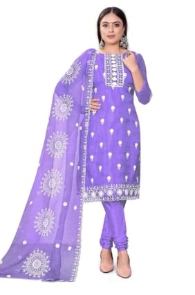 Lavender  Salwar Kameez with Embroidered Chanderi SK153661