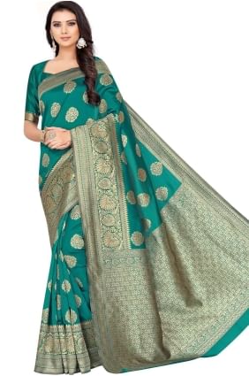 Rama green Saree with Weaving Silk SR25566