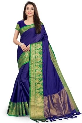 Saree with Silk Weaving in Blue SR25574