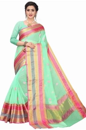 Saree in Green Weaving Silk SR25587