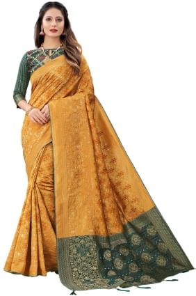 Silk Saree in Weaving Yellow SR25610