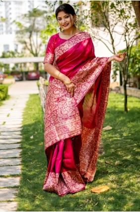 Raw silk Pink Saree in Weaving SR25680