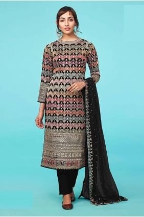 Multicolor Embroidered Georgette Salwar Kameez SK153747
