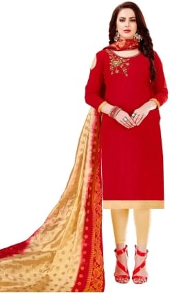 Silk Salwar Kameez with Embroidered in Multicolor SK153756