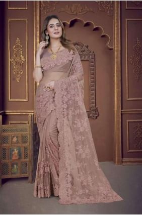 Lavender  Saree with Embroidered Net SR25722