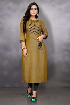 Mustard yellow Kurti with  Rayon KTI2266