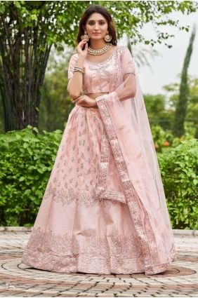Pink Lehenga Choli  Embroidered Satin LC7562
