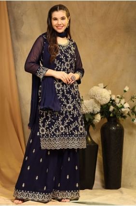 Pink Palazzo Suit with Embroidered Georgette PZ3856