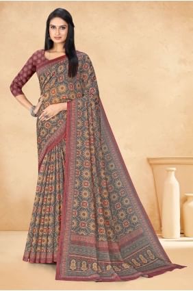 Saree Multicolor Chanderi with Digital print SR25953