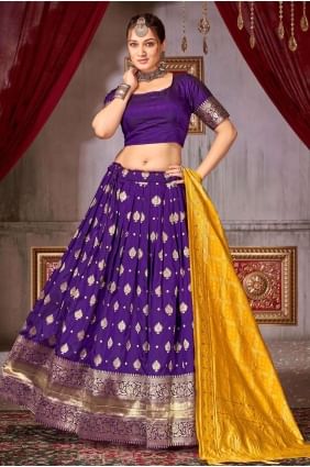 Jacquard silk Violet Lehenga Choli in Weaving LC7588