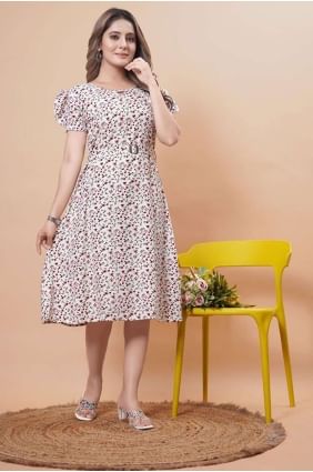 Multicolor Rayon Printed Gown Dress with Dupatta GW0718