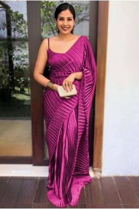 Rani  Saree with Plain Satin SR26175