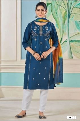 Viscose Viscose Straight Pant Suit with Embroidered SK154135