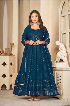 Anarkali Suit in Rama  Georgette with Embroidered AS3841