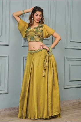 Olive green  Lehenga Choli with Embroidered LC7683