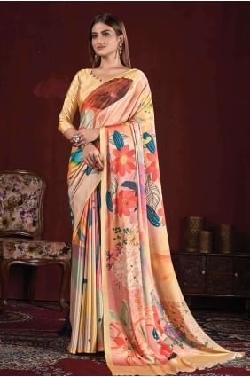 Multicolor Saree Silk with Digital print SR26607