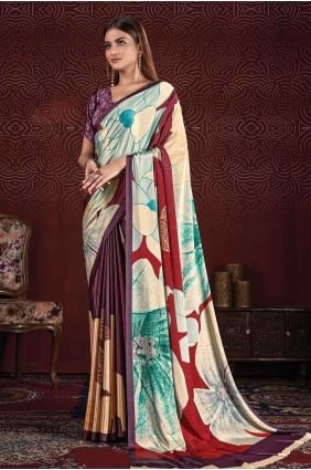 Multicolor Digital print Saree  Silk SR26609