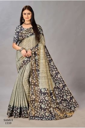 Cement  Digital print Saree Silk SR26626