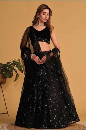 Embroidered Georgette Lehenga Choli  Black LC7697
