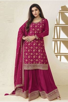 Rani pink Embroidered Jacquard Sharara Suit SS1135