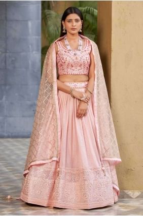 Pink Lehenga Choli in Sequins Georgette LC7725