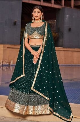 Green Lehenga Choli in Sequins Georgette LC7726