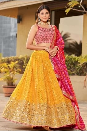 Lehenga Choli in Yellow  Georgette Sequins LC7727