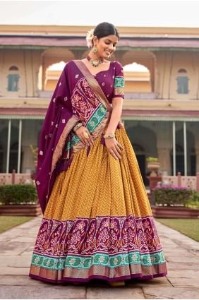 Mustarad Printed  Tussar silk Lehenga Choli with Dupatta LC7728