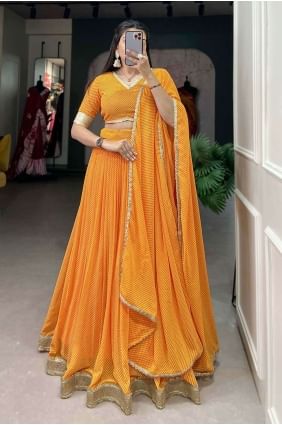 Mustarad  Georgette Lace Lehenga Choli with Dupatta LC7734