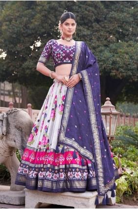 Printed Navy blue  Lehenga Choli with Dupatta LC7740