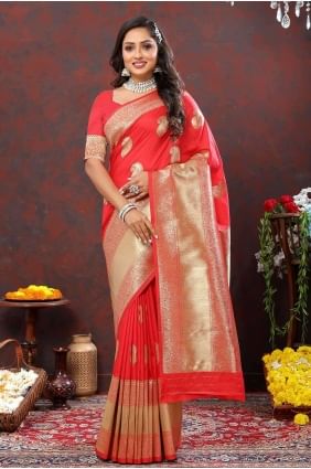 Weaving Silk Saree Red SR26868