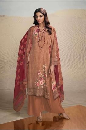 Crepe Palazzo Suit with Digital print in Sky blue SK154163