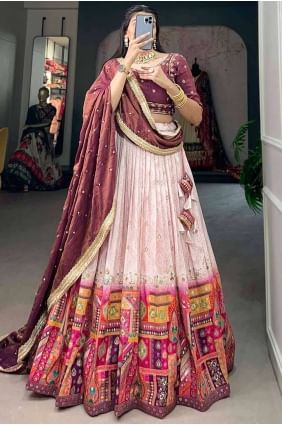 Dark red  Lehenga Choli Hand Work Jacquard silk LC7801