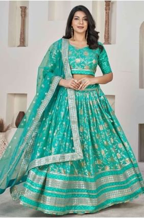 Embroidered Jacquard Lehenga Choli in C. green  with Dupatta LC7813