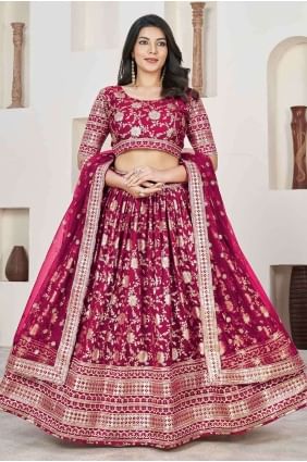 Jacquard Rani Embroidered  Lehenga Choli with Dupatta LC7814