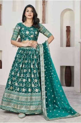 Embroidered Rama  Lehenga Choli in Jacquard LC7817