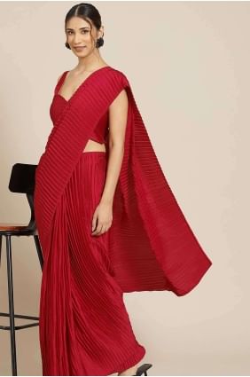 Maroon Saree  Satin with Embroidered SR26889