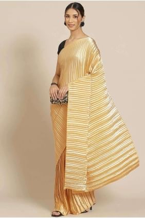 Gold plat  Saree Satin with Embroidered SR26891