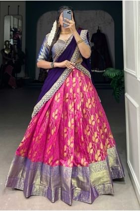 Pink Lehenga Choli in Weaving Jacquard silk LC7974